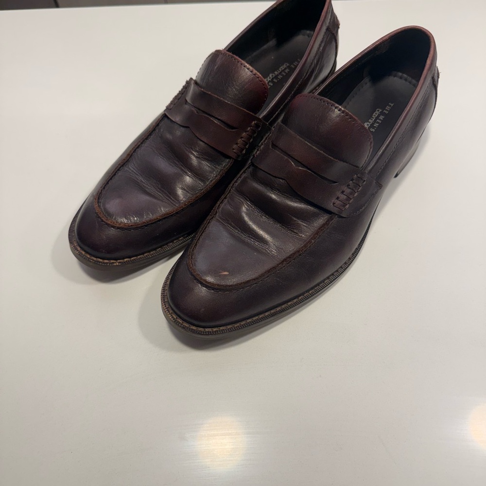 Bloomingdale's Dark Brown Leather Slip-On Loafers
